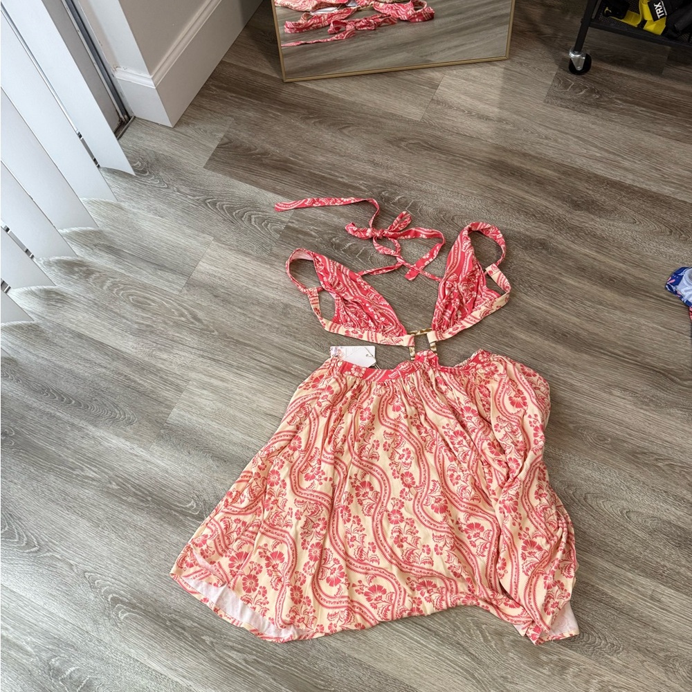 SOLD Agua Bendita Guillian Red and Cream Dress